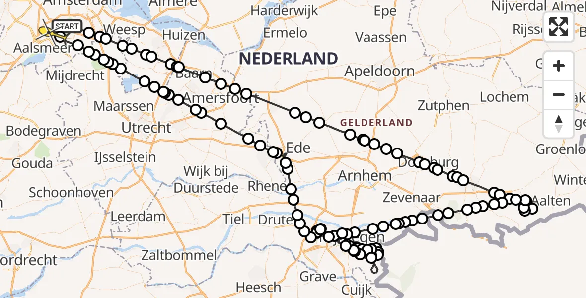 Routekaart van de vlucht: Politieheli naar Oude Meer