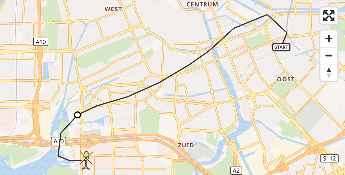 Routekaart van de vlucht: Lifeliner 1 naar VU Medisch Centrum Amsterdam