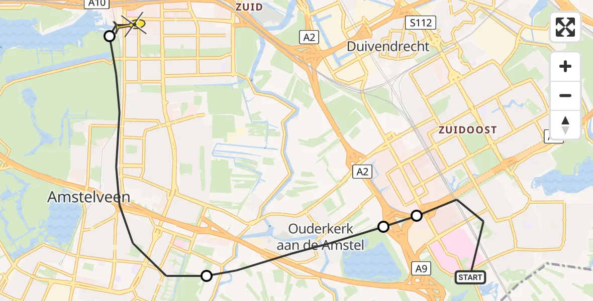 Routekaart van de vlucht: Lifeliner 1 naar VU Medisch Centrum Amsterdam