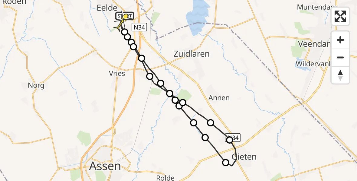 Routekaart van de vlucht: Lifeliner 4 naar Groningen Airport Eelde