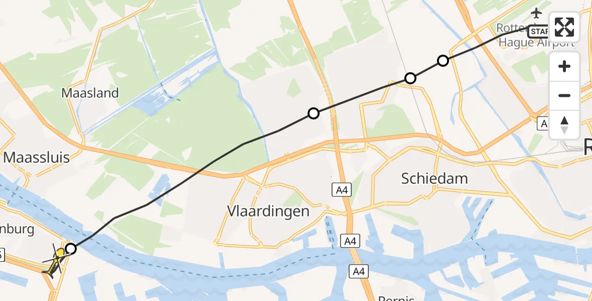 Routekaart van de vlucht: Lifeliner 2 naar Rozenburg