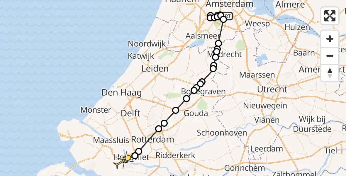 Routekaart van de vlucht: Lifeliner 1 naar Spijkenisse