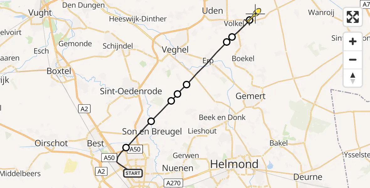 Routekaart van de vlucht: Lifeliner 3 naar Vliegbasis Volkel