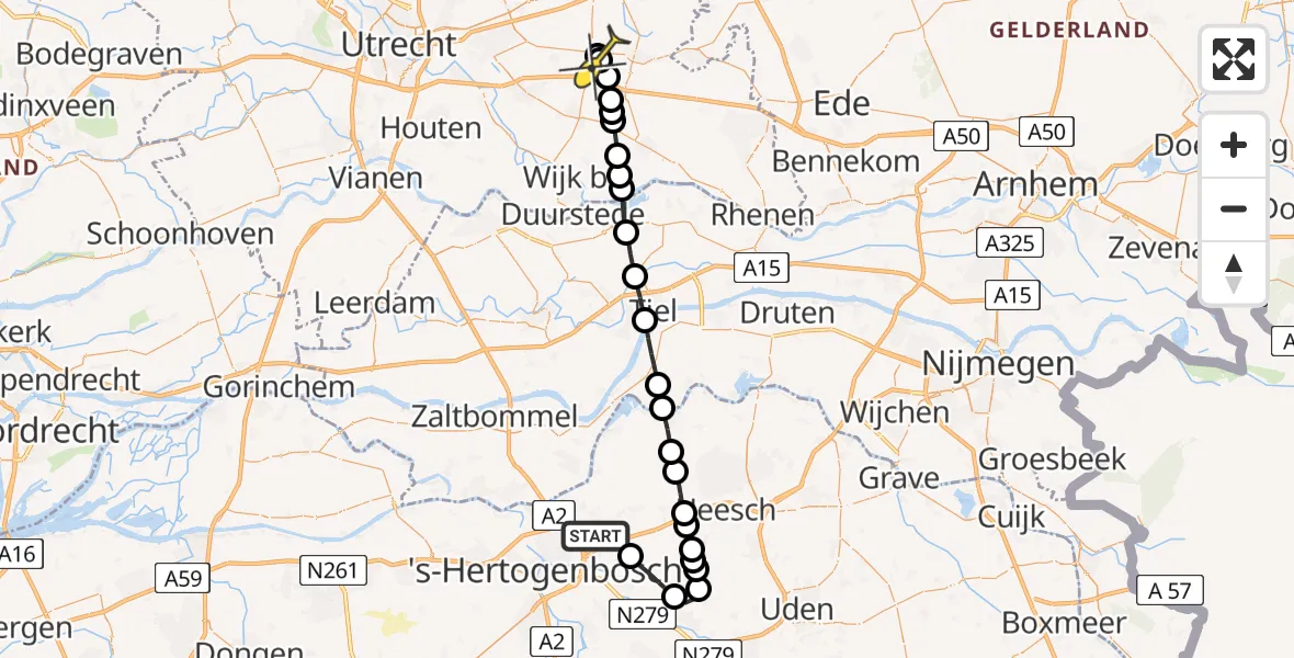 Routekaart van de vlucht: Lifeliner 3 naar Maarn
