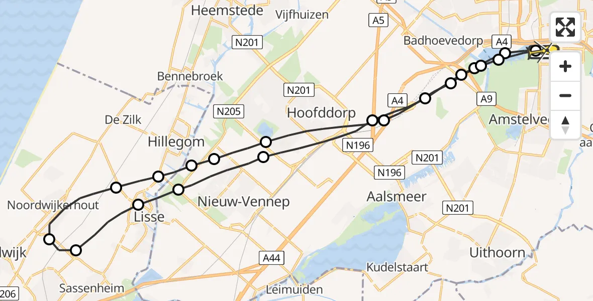 Routekaart van de vlucht: Lifeliner 1 naar VU Medisch Centrum Amsterdam