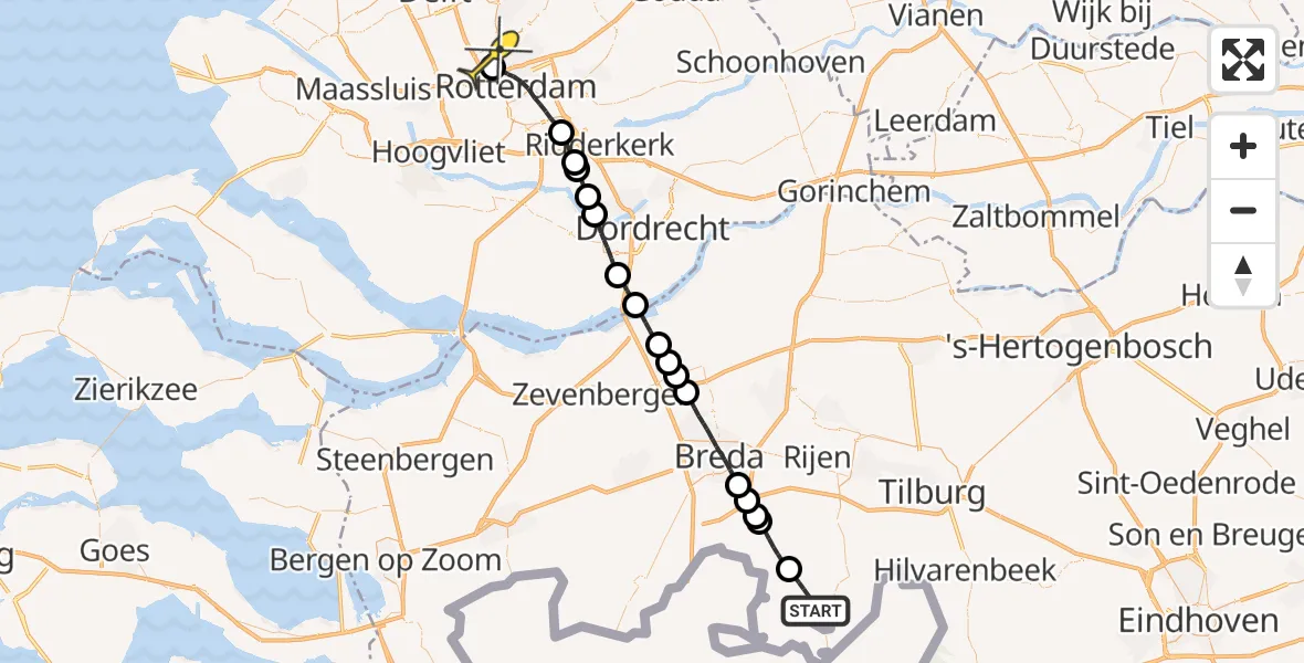 Routekaart van de vlucht: Lifeliner 2 naar Rotterdam The Hague Airport