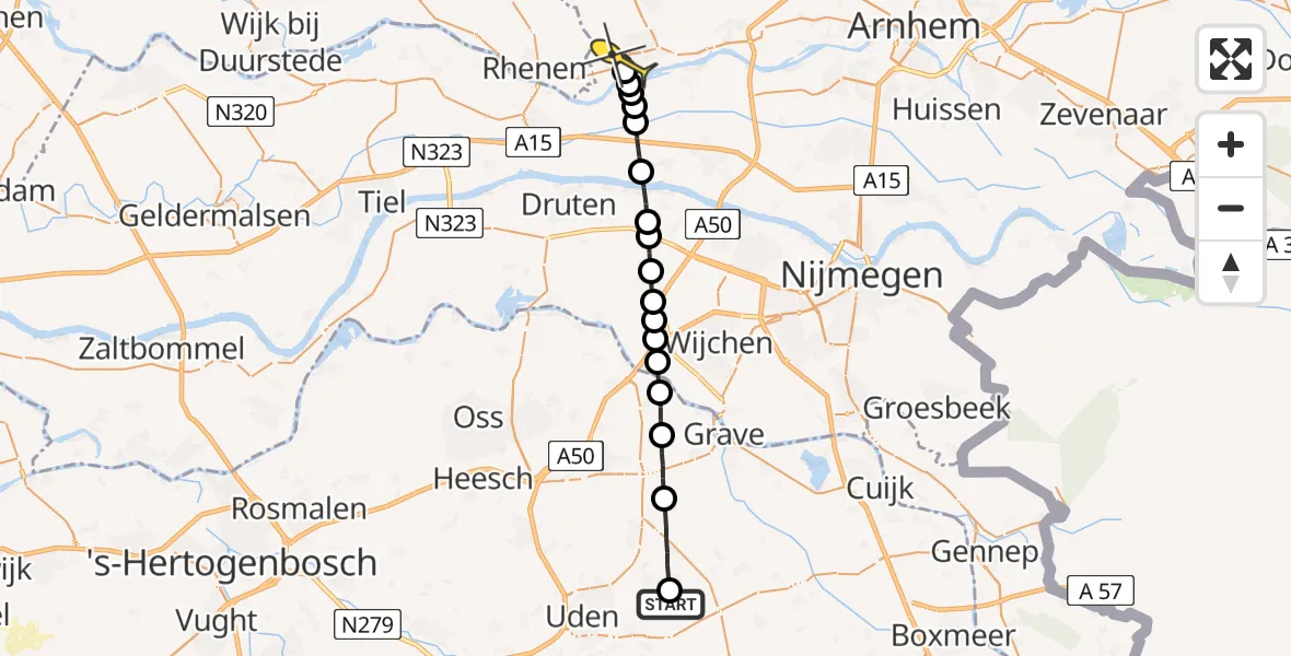 Routekaart van de vlucht: Lifeliner 3 naar Wageningen