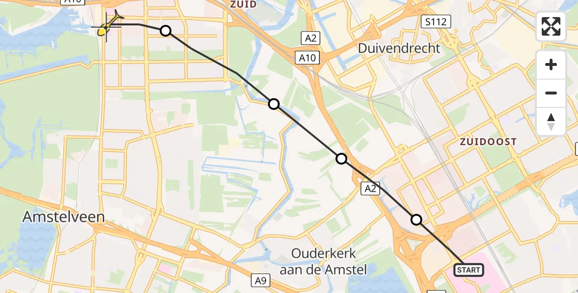 Routekaart van de vlucht: Lifeliner 1 naar VU Medisch Centrum Amsterdam