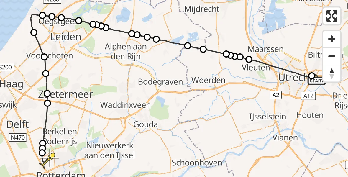 Routekaart van de vlucht: Lifeliner 2 naar Rotterdam The Hague Airport