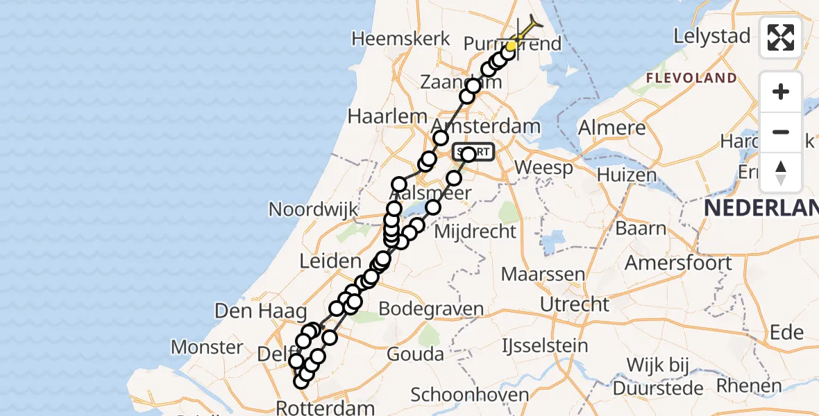 Routekaart van de vlucht: Lifeliner 1 naar Purmerend