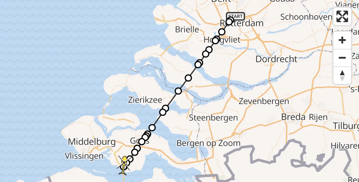 Routekaart van de vlucht: Lifeliner 2 naar Driewegen
