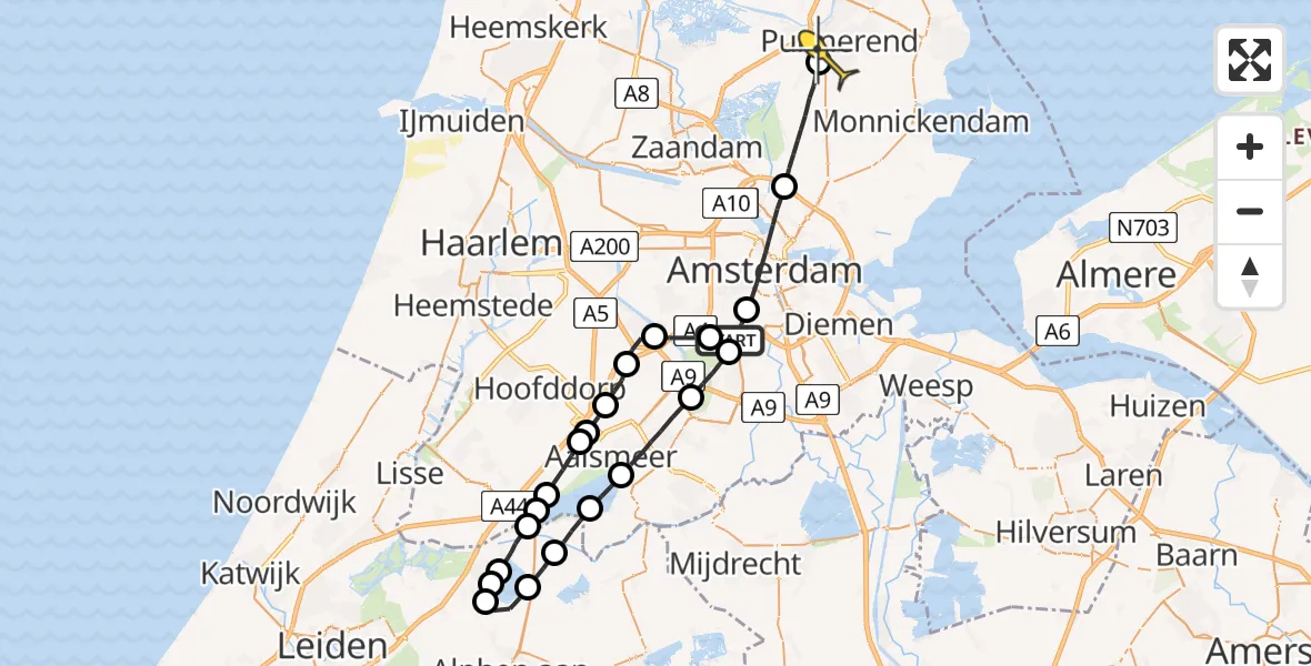 Routekaart van de vlucht: Lifeliner 1 naar Purmerend