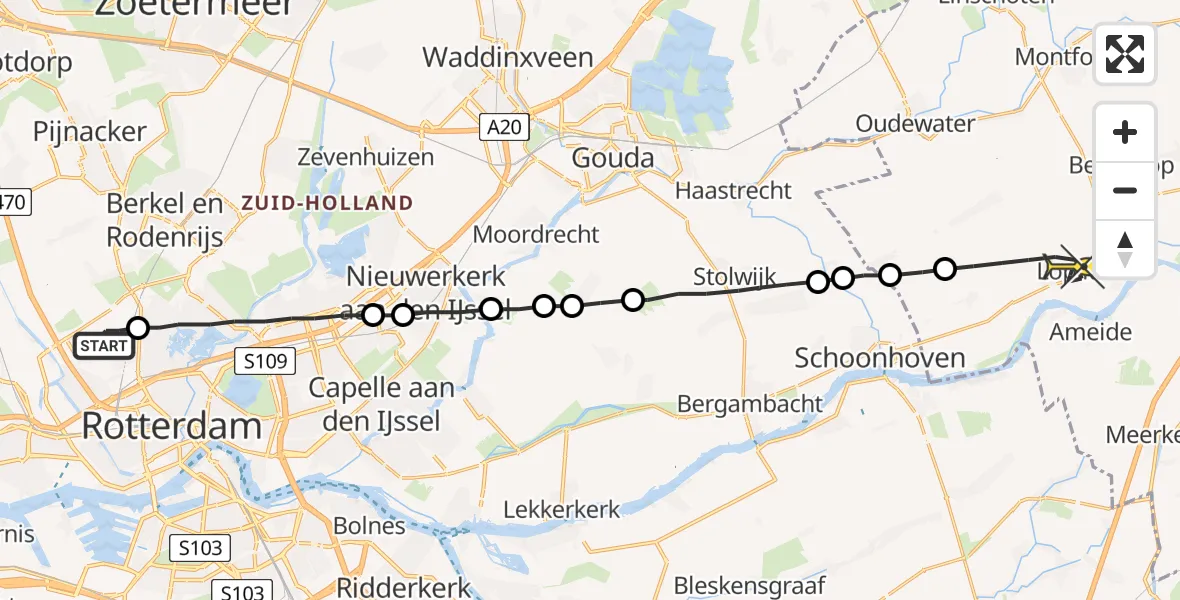 Routekaart van de vlucht: Lifeliner 2 naar Lopik