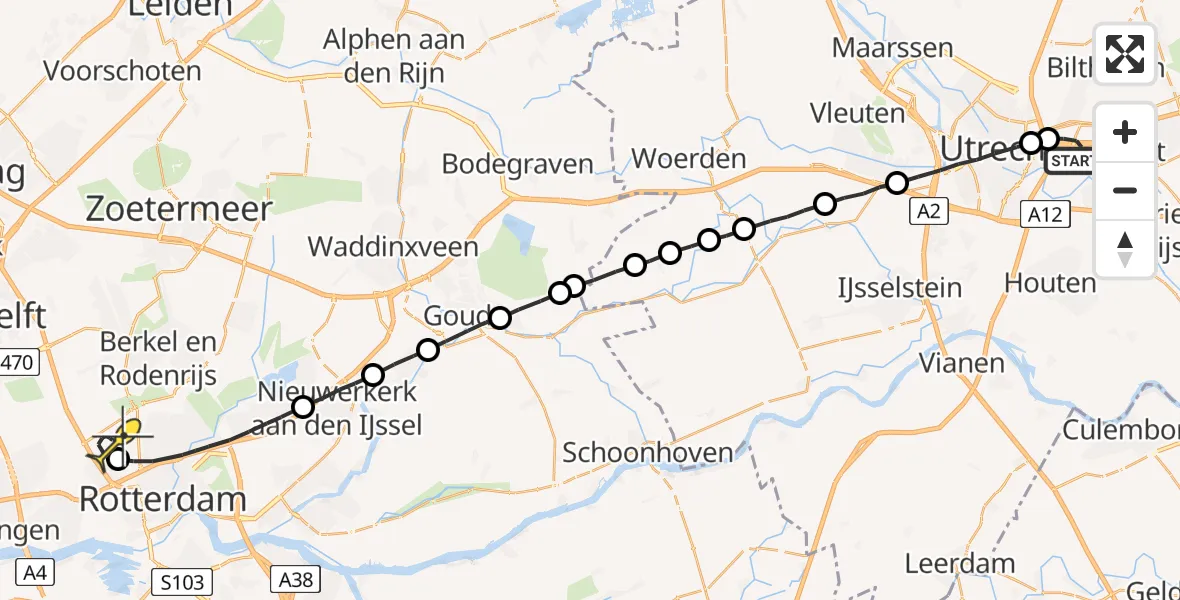 Routekaart van de vlucht: Lifeliner 2 naar Rotterdam The Hague Airport