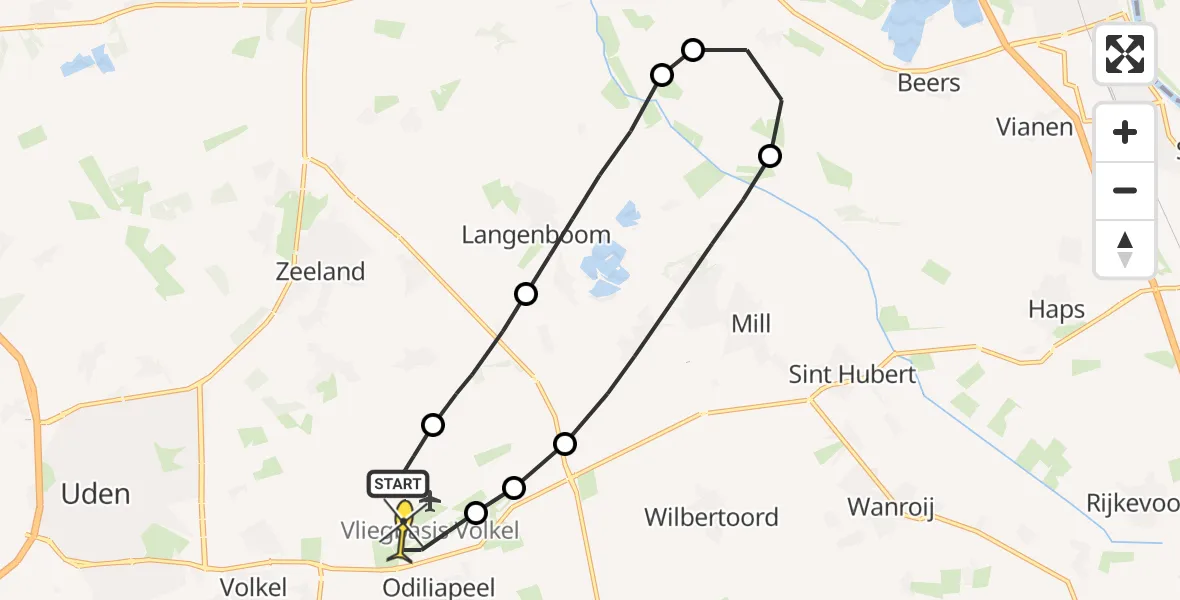 Routekaart van de vlucht: Lifeliner 3 naar Vliegbasis Volkel