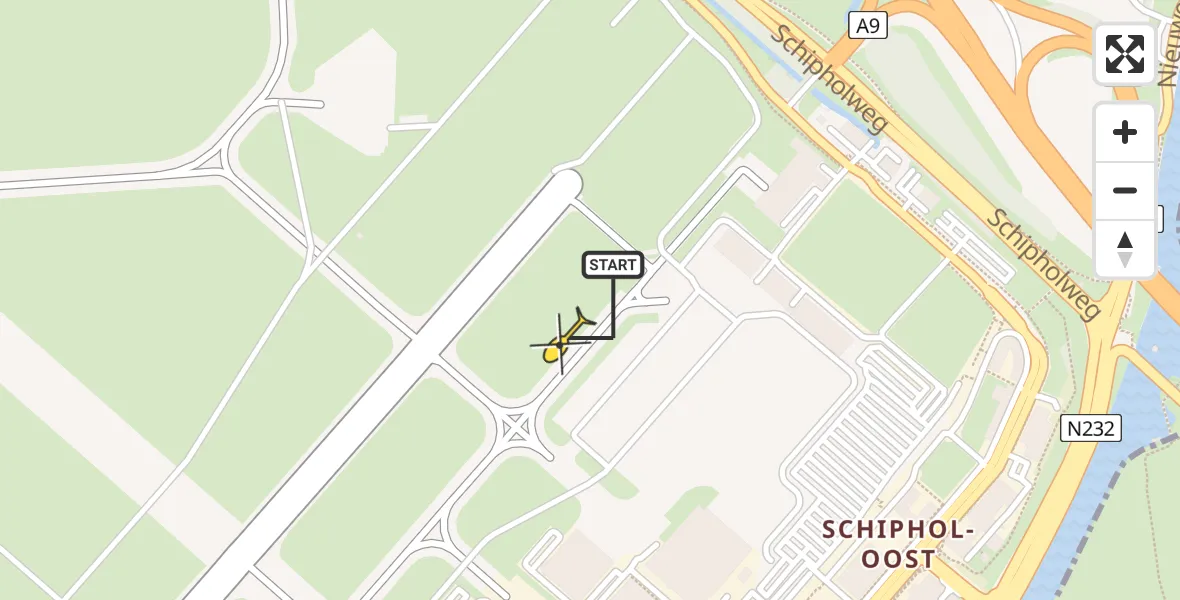 Vluchtroute Politiehelikopter van Schiphol naar Schiphol