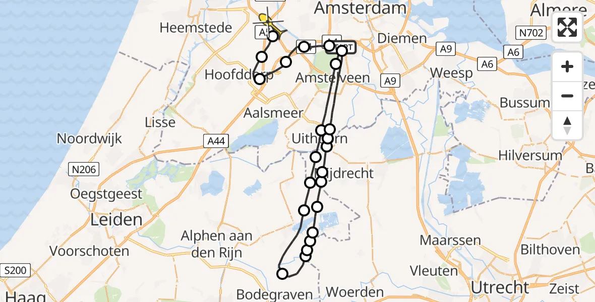 Routekaart van de vlucht: Lifeliner 1 naar Lijnden