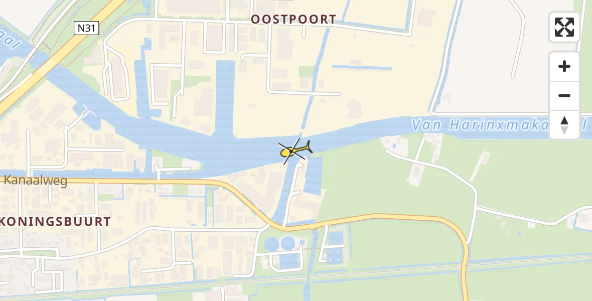 Routekaart van de vlucht: Politiehelikopter naar Harlingen