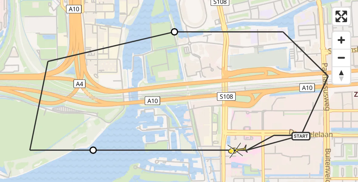 Routekaart van de vlucht: Lifeliner 1 naar VU Medisch Centrum Amsterdam