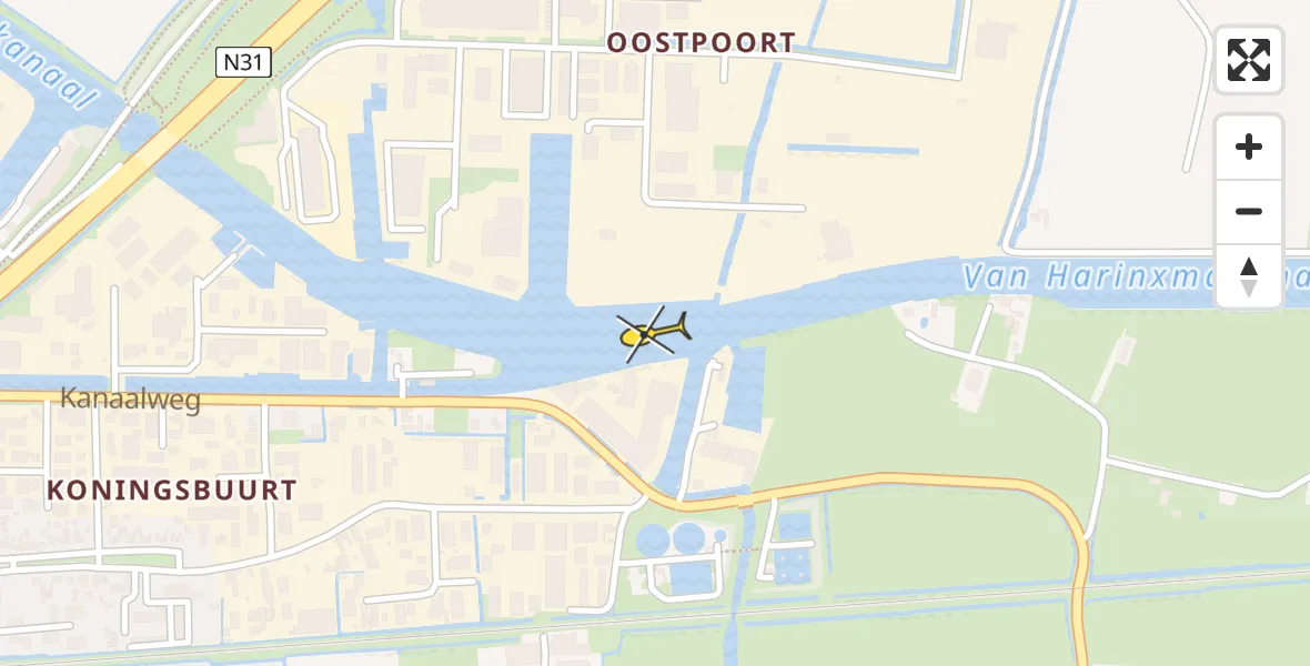 Routekaart van de vlucht: Politiehelikopter naar Harlingen