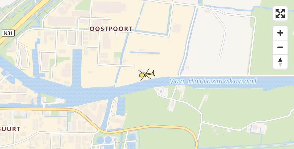 Routekaart van de vlucht: Politiehelikopter naar Harlingen