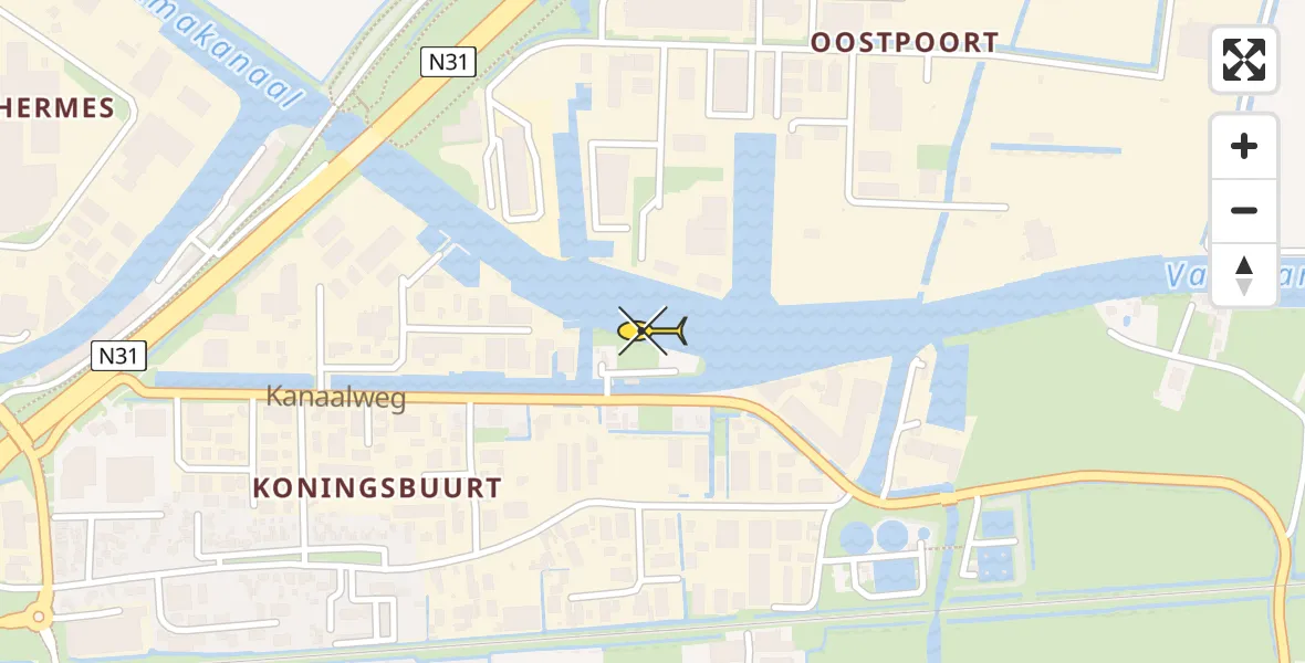 Routekaart van de vlucht: Politiehelikopter naar Harlingen