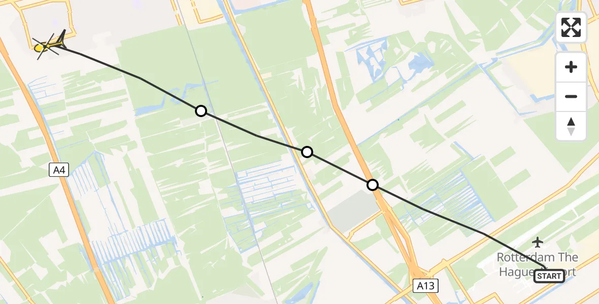 Routekaart van de vlucht: Lifeliner 2 naar Delft