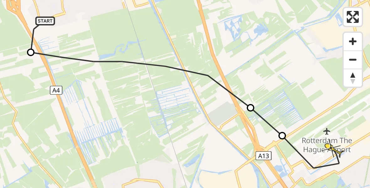 Routekaart van de vlucht: Lifeliner 2 naar Rotterdam The Hague Airport