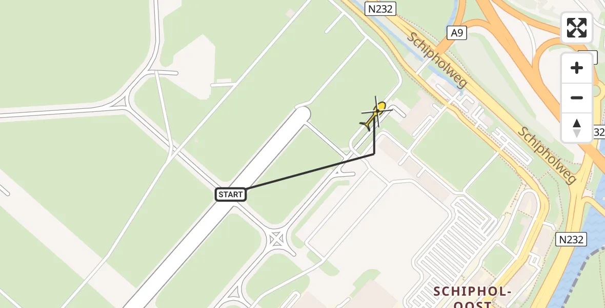 Vluchtroute Politiehelikopter van Schiphol naar Schiphol