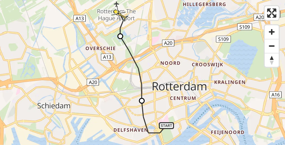 Routekaart van de vlucht: Lifeliner 2 naar Rotterdam The Hague Airport