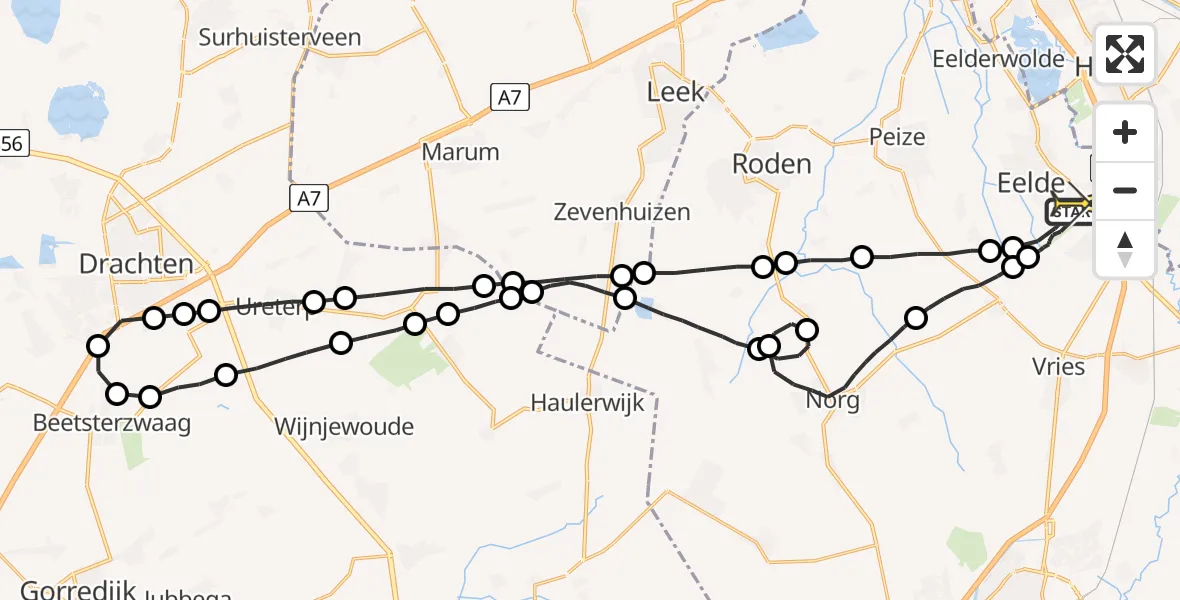 Routekaart van de vlucht: Lifeliner 4 naar Groningen Airport Eelde