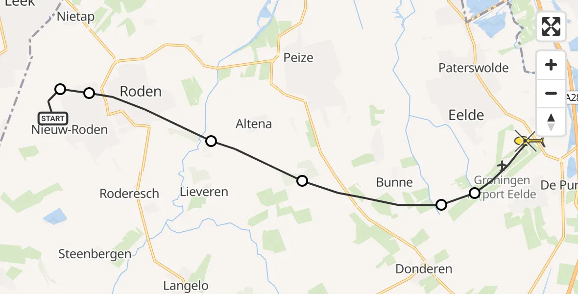 Routekaart van de vlucht: Lifeliner 4 naar Groningen Airport Eelde