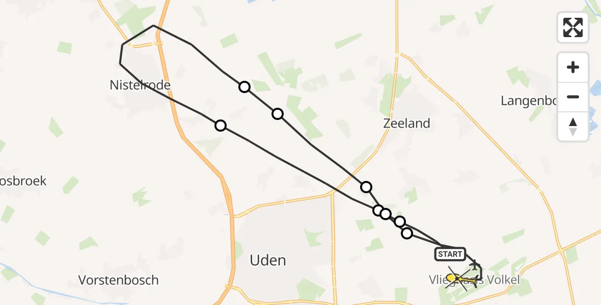 Routekaart van de vlucht: Lifeliner 3 naar Vliegbasis Volkel