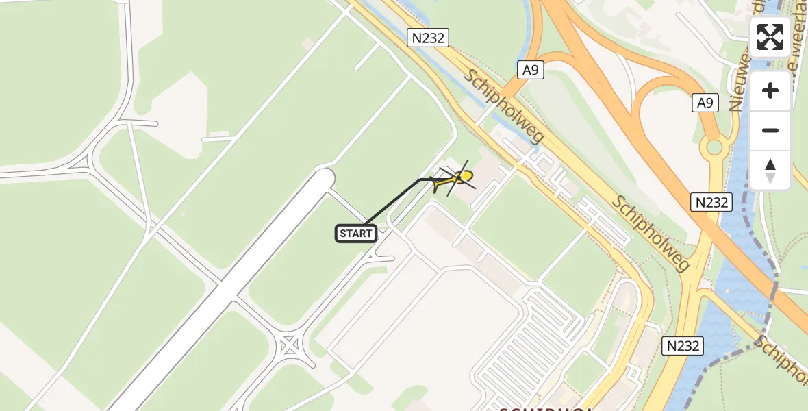 Vluchtroute Politiehelikopter van Schiphol naar Schiphol