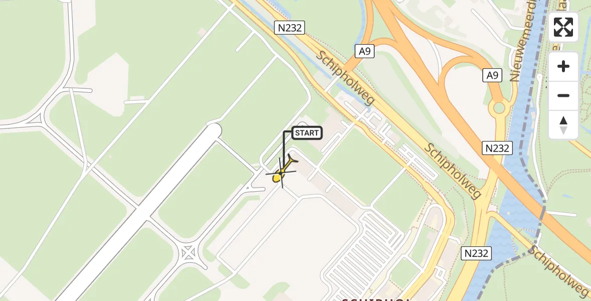 Vluchtroute Politiehelikopter van Schiphol naar Schiphol