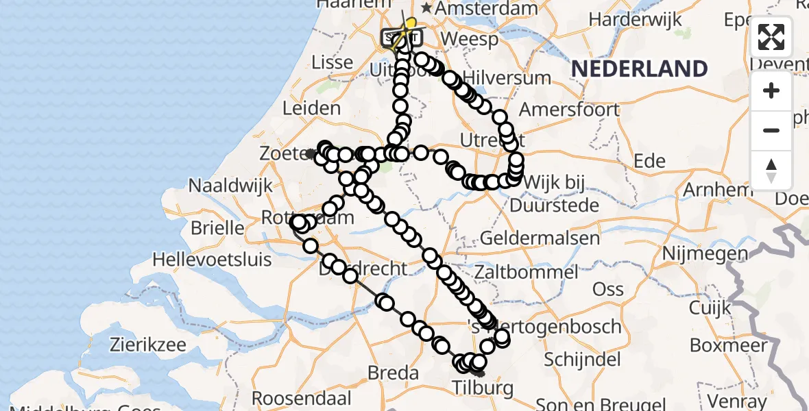 Vluchtroute Politiehelikopter van Schiphol naar Schiphol