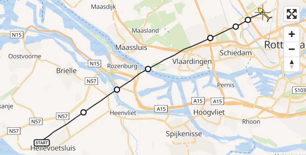 Routekaart van de vlucht: Lifeliner 2 naar Rotterdam The Hague Airport