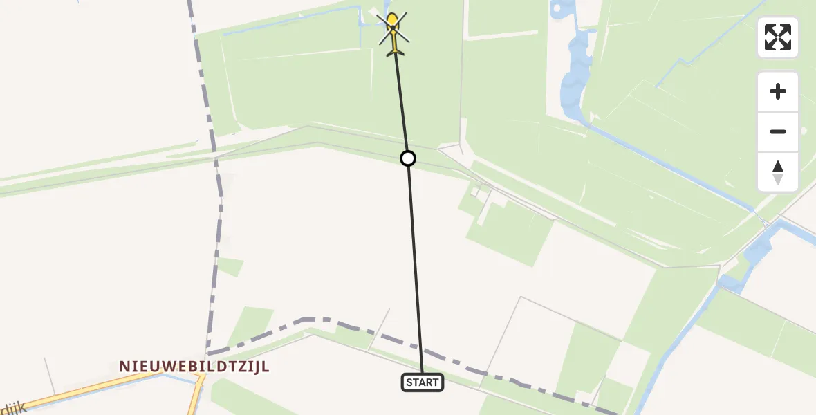 Routekaart van de vlucht: Ambulancehelikopter naar Marrum