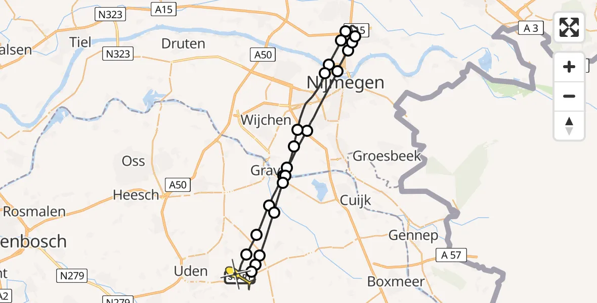 Routekaart van de vlucht: Lifeliner 3 naar Vliegbasis Volkel