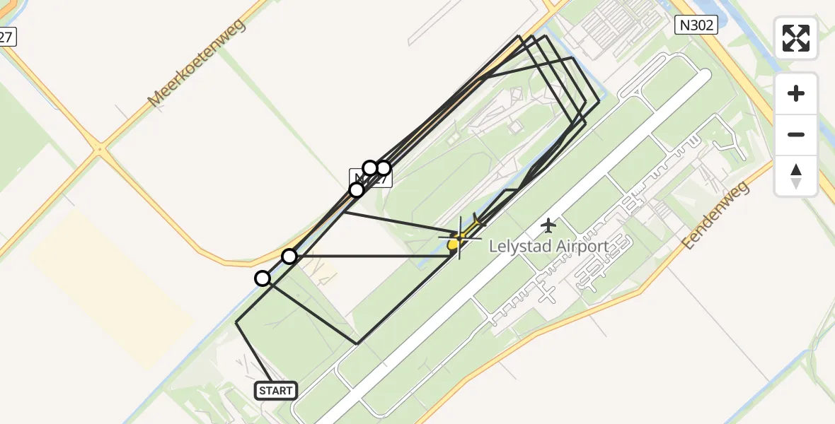 Routekaart van de vlucht: Traumahelikopter naar Lelystad Airport