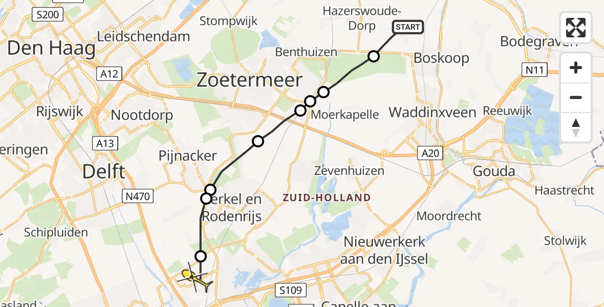 Routekaart van de vlucht: Lifeliner 2 naar Rotterdam The Hague Airport