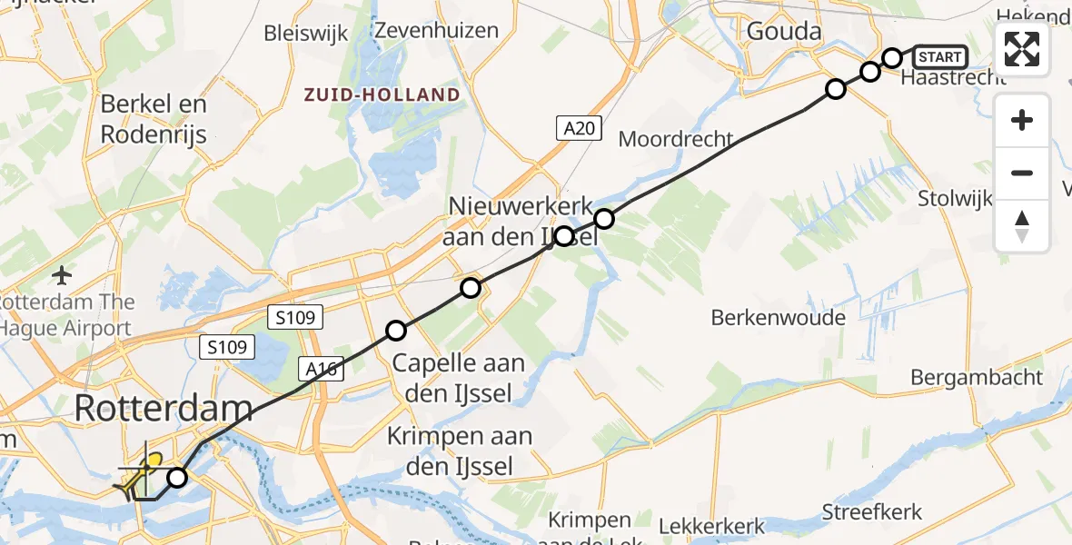 Routekaart van de vlucht: Lifeliner 2 naar Erasmus MC