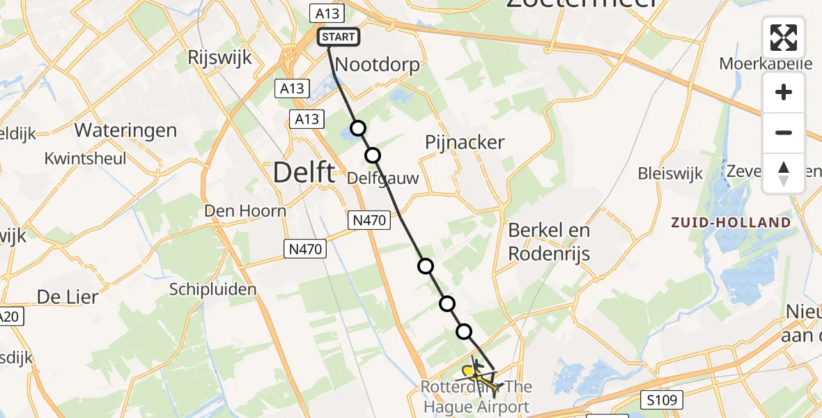 Routekaart van de vlucht: Lifeliner 2 naar Rotterdam The Hague Airport