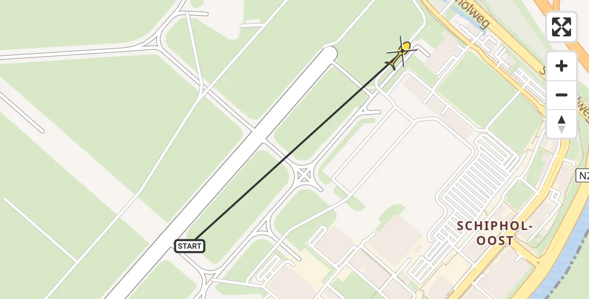 Routekaart van de vlucht: Politiehelikopter naar Schiphol