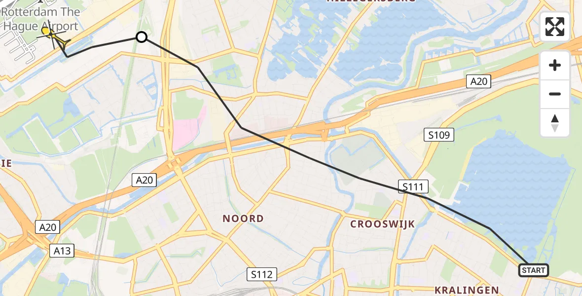 Routekaart van de vlucht: Lifeliner 2 naar Rotterdam The Hague Airport