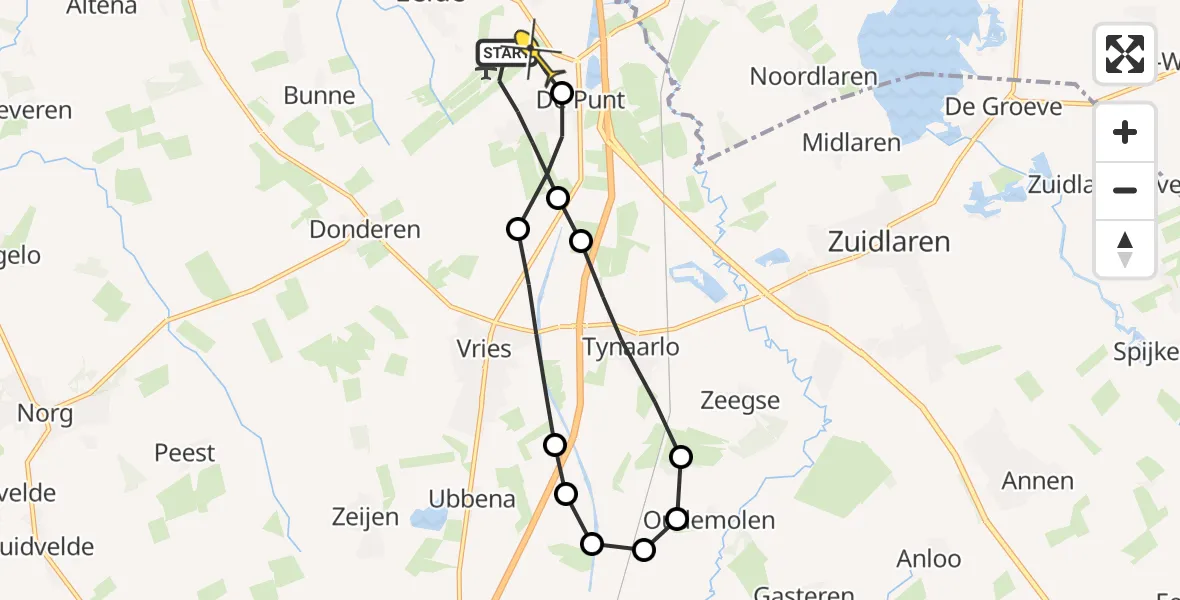 Routekaart van de vlucht: Lifeliner 4 naar Groningen Airport Eelde