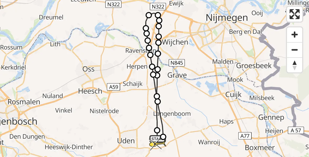 Routekaart van de vlucht: Lifeliner 3 naar Vliegbasis Volkel