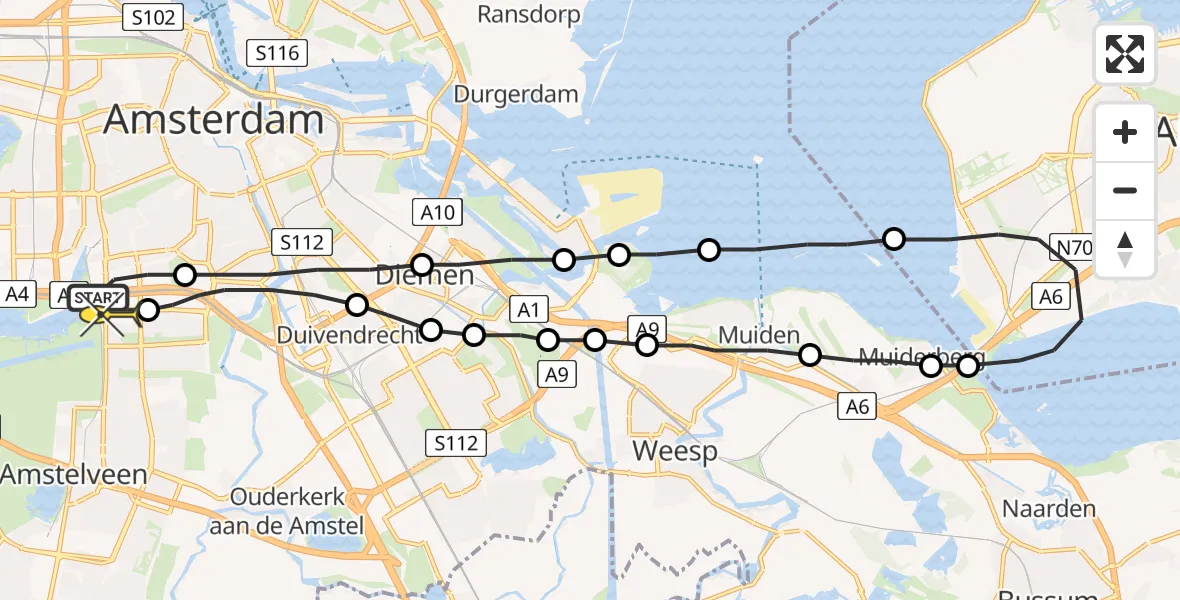 Routekaart van de vlucht: Lifeliner 1 naar VU Medisch Centrum Amsterdam