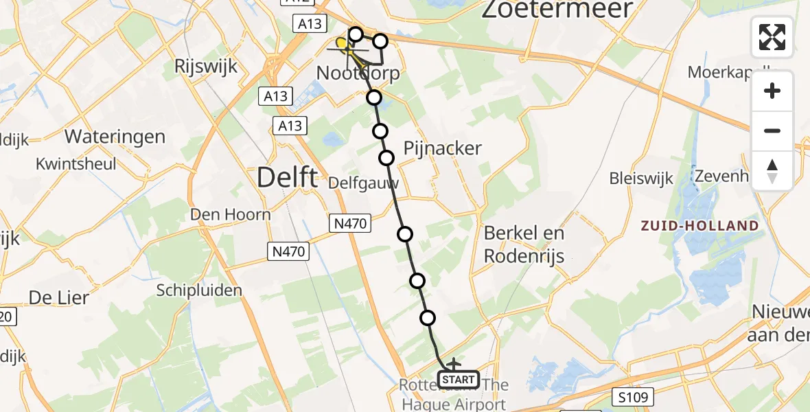 Routekaart van de vlucht: Lifeliner 2 naar Nootdorp