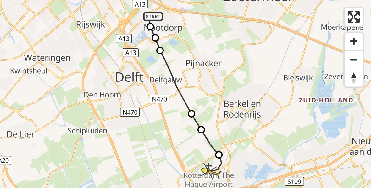 Routekaart van de vlucht: Lifeliner 2 naar Rotterdam The Hague Airport